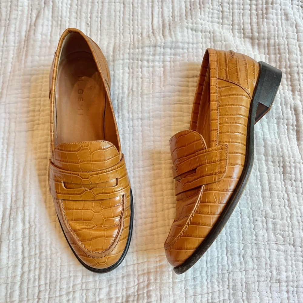 M. Gemi | Tan The Genova Croc Alligator Leather Penny Loafers